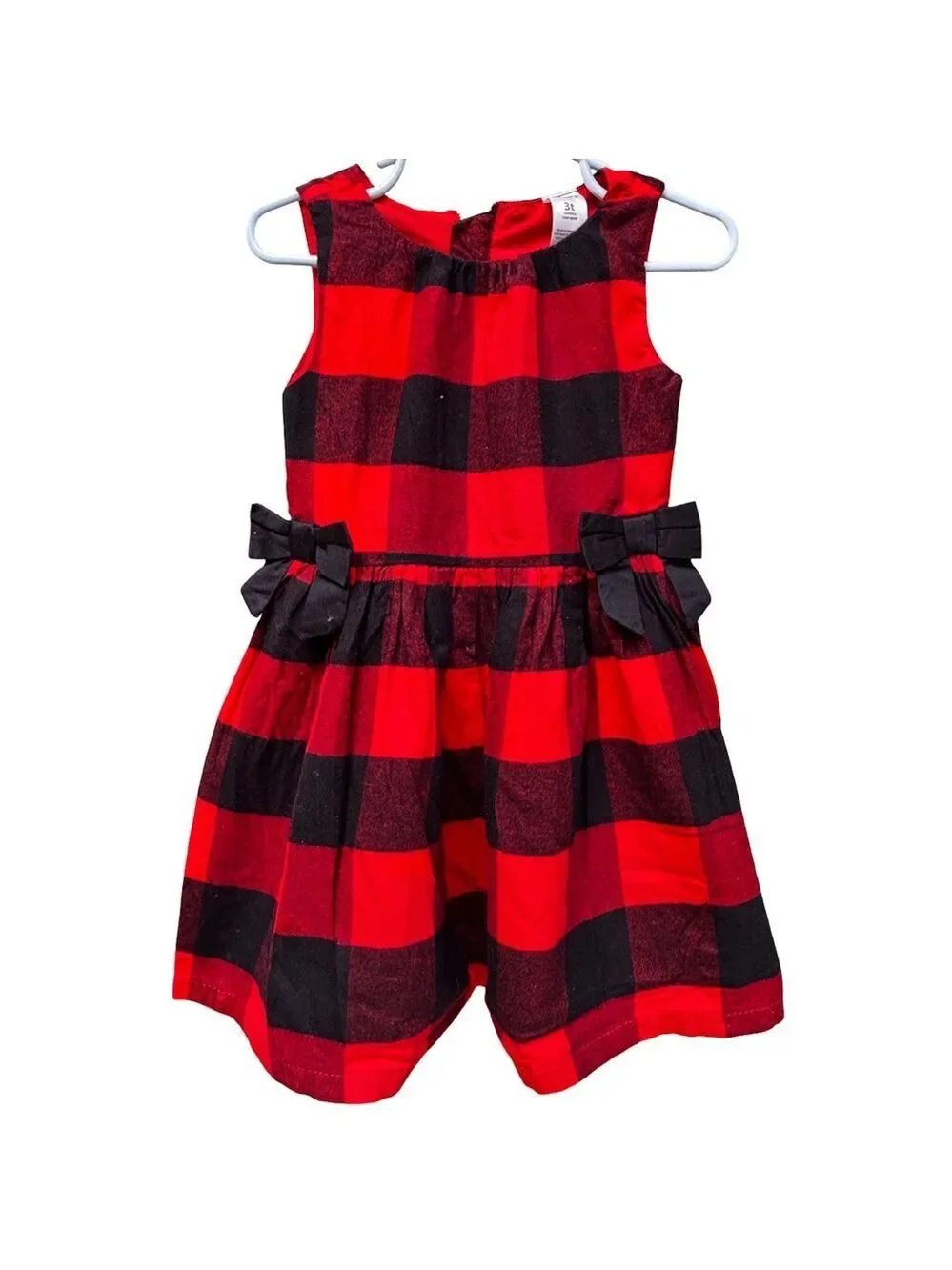 Carters Red Black Check with Bows Sleeveless Cotton Dress 3T (3 items for $12)